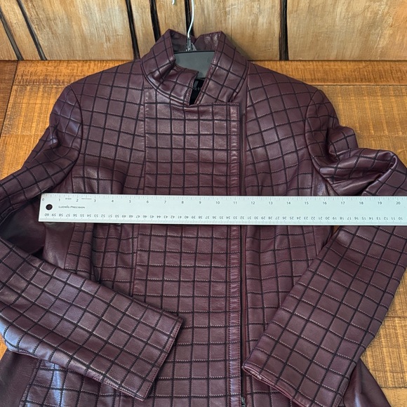 Akris Burgundy Grid Pattern Blazer - Picture 9 of 11